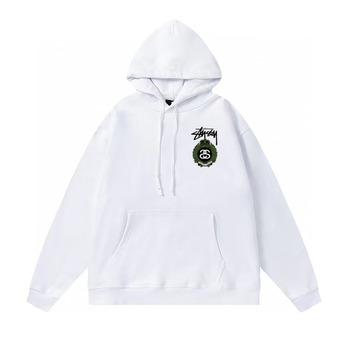 STUSSY CROWN PRINT HOODIE WHITE