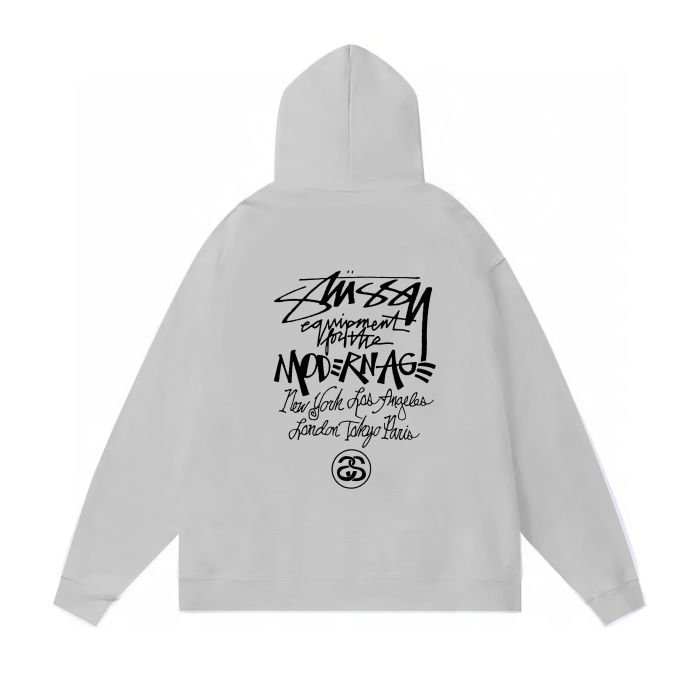 STUSSY BASIC LOGO HOODIE GREY