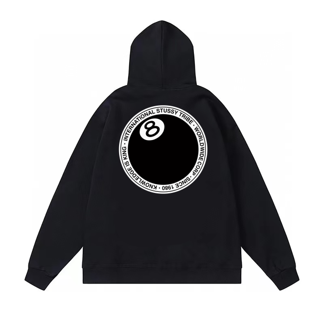 STUSSY BALL 8 HOODIE BLACK