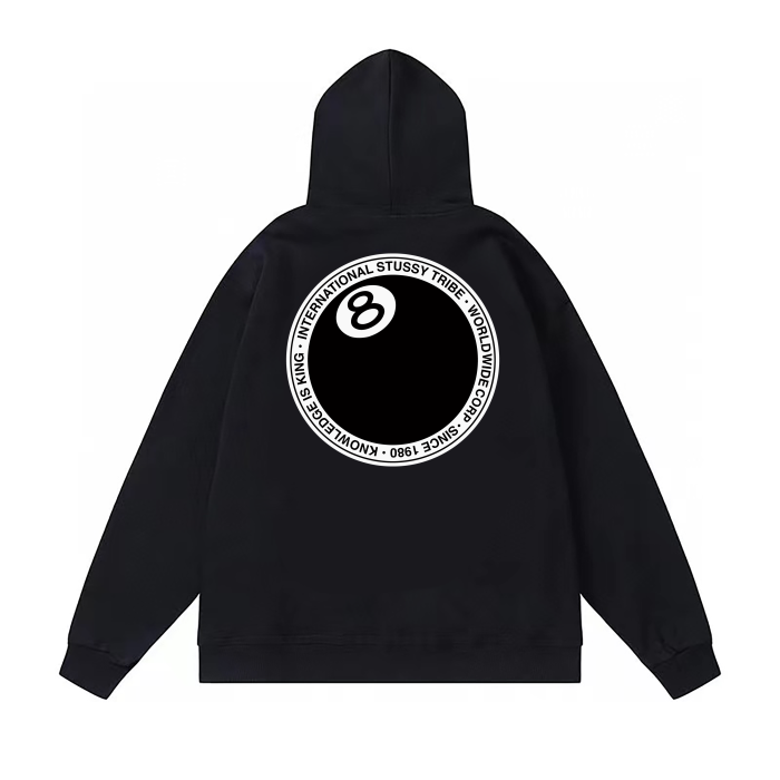 STUSSY BALL 8 HOODIE BLACK