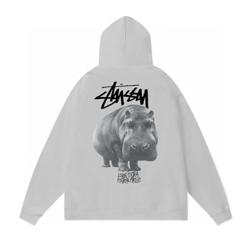 STUSSY HIPPO PRINT HOODIE GREY