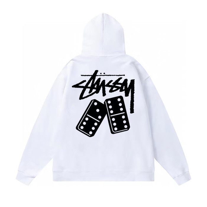 STUSSY DICE PRINT HOODIE WHITE