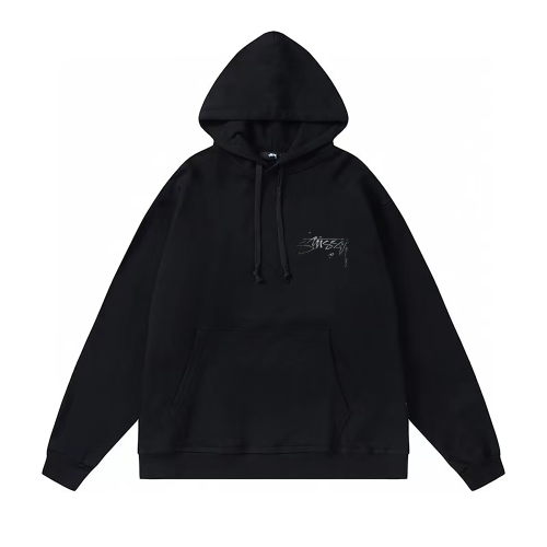 STUSSY BASIC LOGO PRINT HOODIE BLACK
