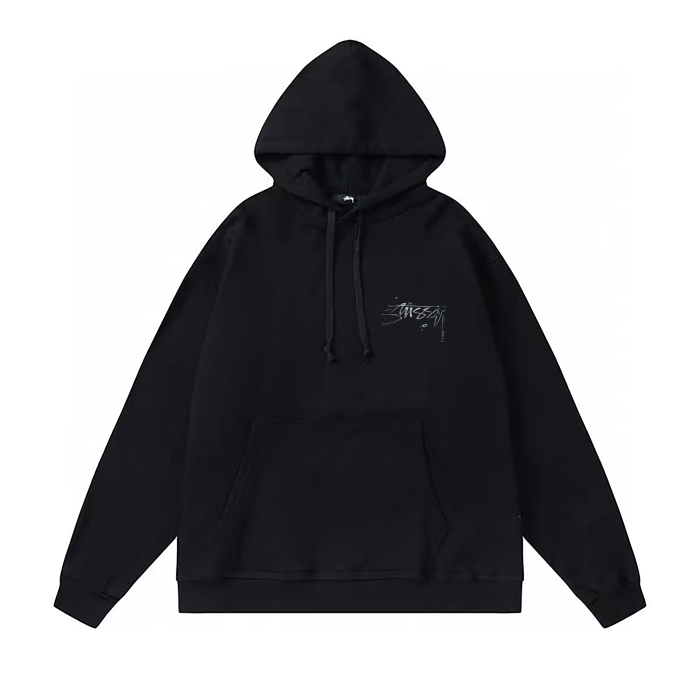 STUSSY BASIC LOGO PRINT HOODIE BLACK