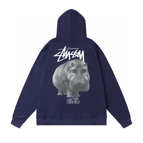 STUSSY HIPPO PRINT HOODIE NAVY