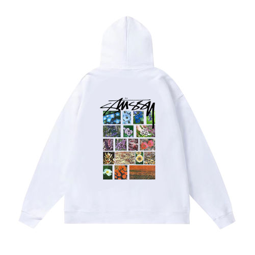 STUSSY PASTORAL FLOWERS PRINT HOODIE WHITE