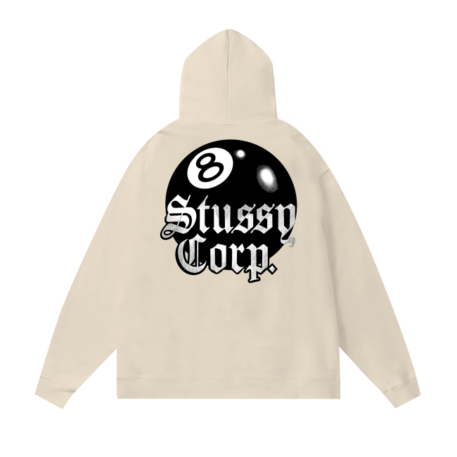 STUSSY BALL 8 PRINT HOODIE CREAM