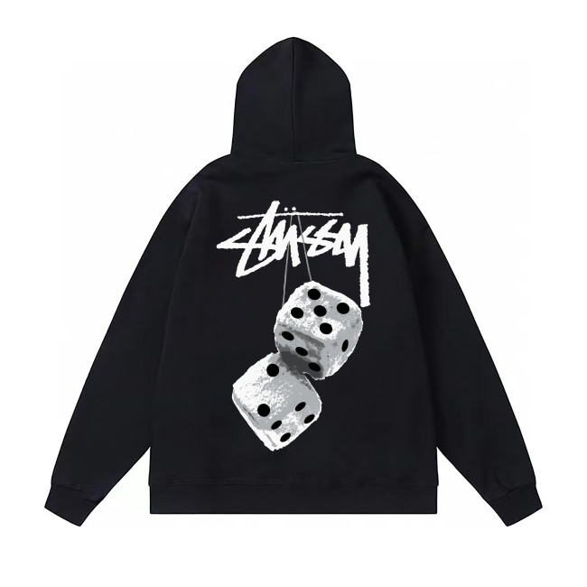 STUSSY DICE PRINT HOODIE BLACK