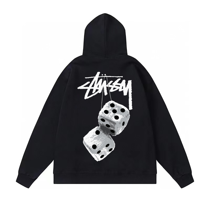 STUSSY DICE PRINT HOODIE BLACK