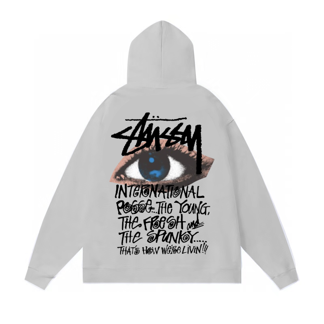 STUSSY EYE PRINT HOODIE GREY