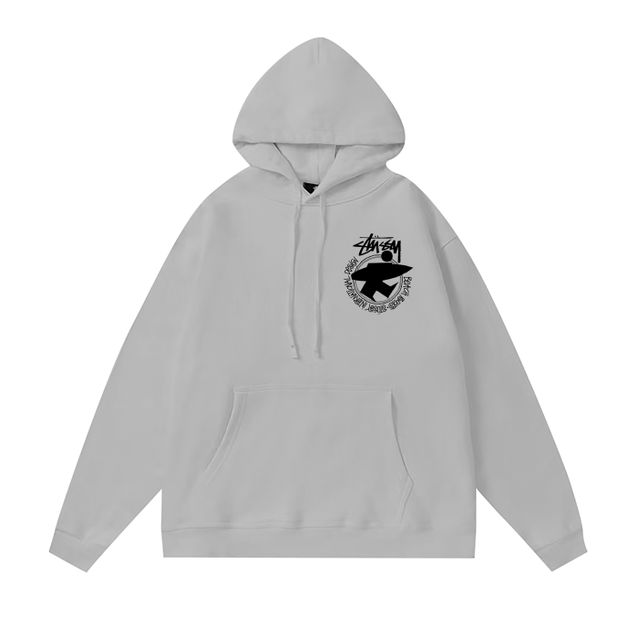 STUSSY SURF PRINT HOODIE GREY