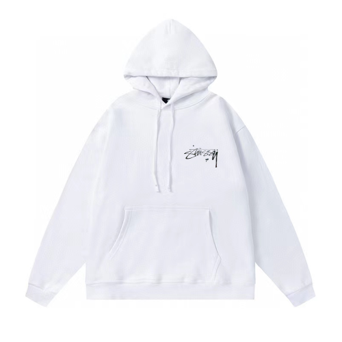 STUSSY BASIC LOGO PRINT HOODIE WHITE