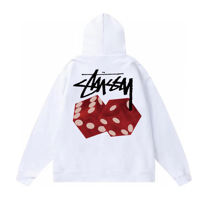 STUSSY DICE PRINT HOODIE WHITE