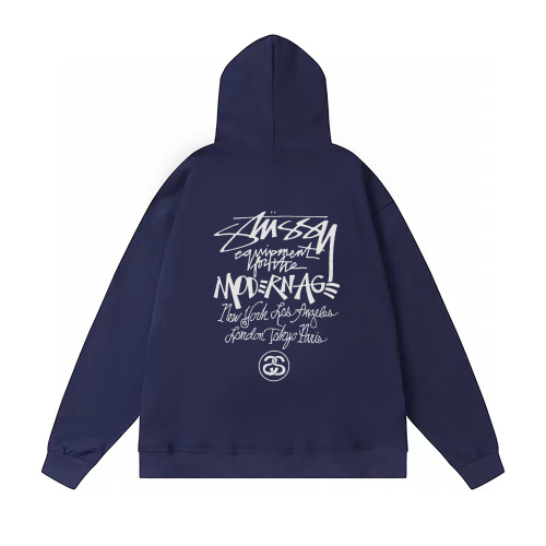 STUSSY BASIC LOGO HOODIE NAVY