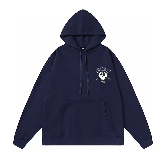 STUSSY SKULL PRINT HOODIE NAVY