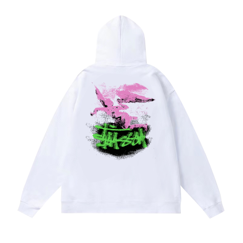 STUSSY PEGASUS PRINT HOODIE WHITE