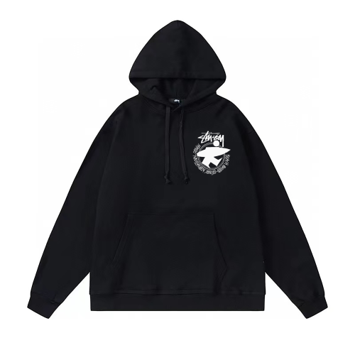 STUSSY SURF PRINT HOODIE BLACK