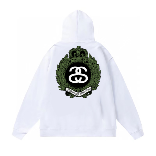 STUSSY CROWN PRINT HOODIE WHITE