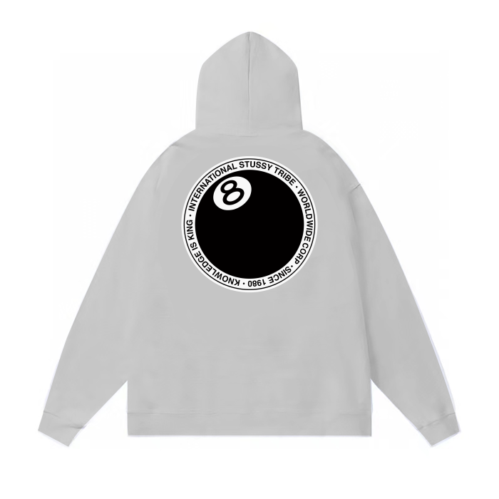 STUSSY BALL 8 HOODIE GREY