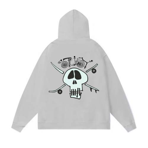 STUSSY SKULL PRINT HOODIE GREY
