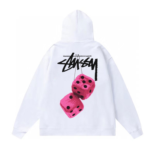 STUSSY DICE PRINT HOODIE WHITE