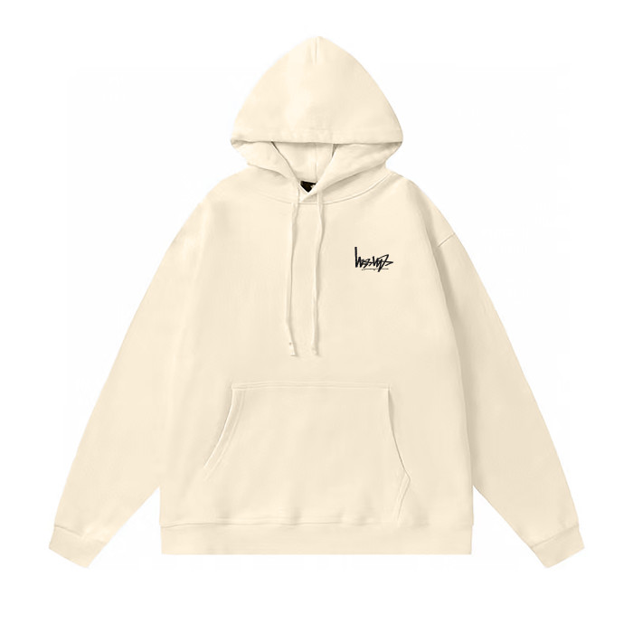 STUSSY REVERSE LOGO PRINT HOODIE CREAM