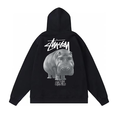 STUSSY HIPPO PRINT HOODIE BLACK