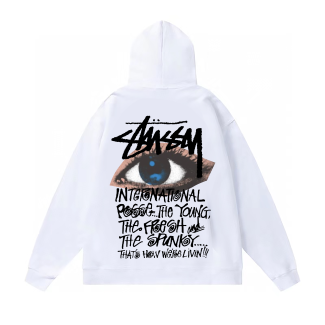 STUSSY EYE PRINT HOODIE WHITE