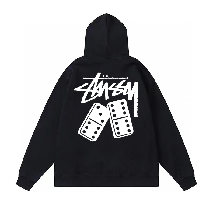 STUSSY DICE PRINT HOODIE BLACK