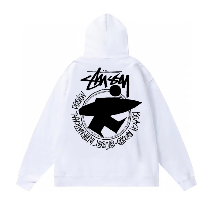 STUSSY SURF PRINT HOODIE WHITE