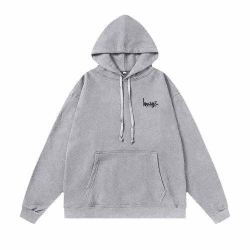 STUSSY REVERSE LOGO PRINT HOODIE GREY