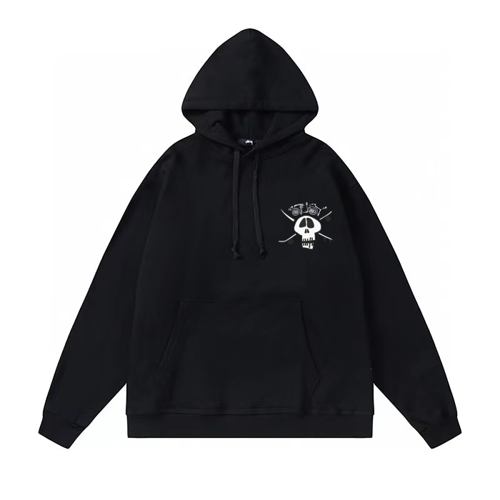STUSSY SKULL PRINT HOODIE BLACK