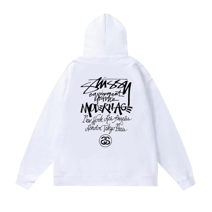 STUSSY BASIC LOGO HOODIE WHITE