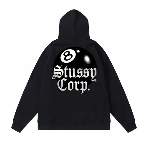 STUSSY BALL 8 PRINT HOODIE BLACK