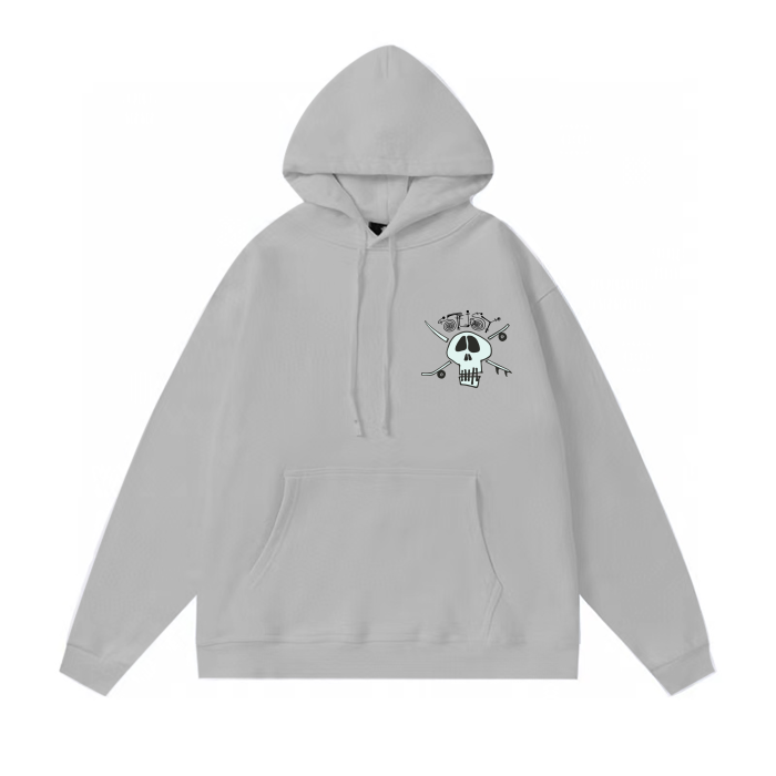 STUSSY SKULL PRINT HOODIE GREY