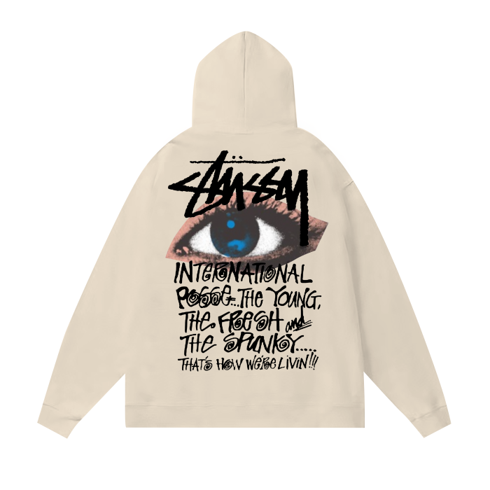 STUSSY EYE PRINT HOODIE CREAM
