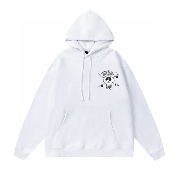 STUSSY SKULL PRINT HOODIE WHITE