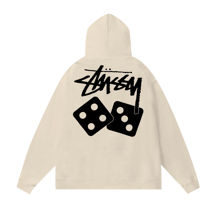STUSSY DICE PRINT HOODIE CREAM