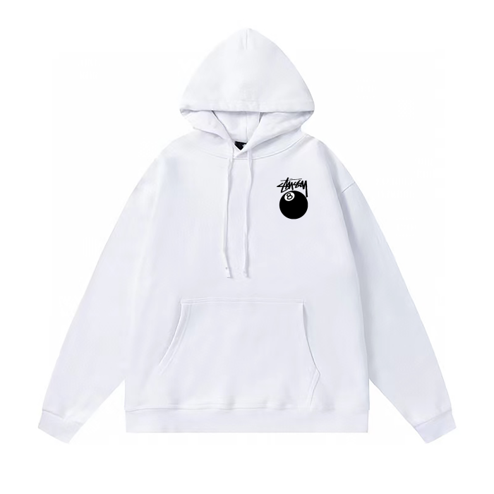 STUSSY BALL 8 HOODIE WHITE