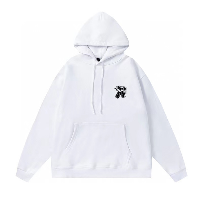 STUSSY DICE PRINT HOODIE WHITE