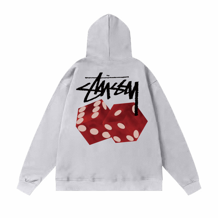 STUSSY DICE PRINT HOODIE GREY