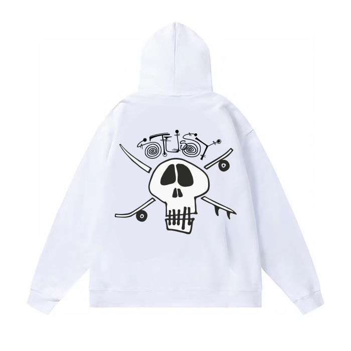 STUSSY SKULL PRINT HOODIE WHITE