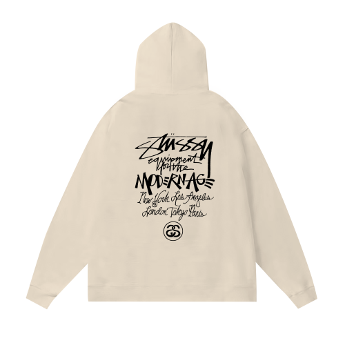STUSSY BASIC LOGO HOODIE CREAM