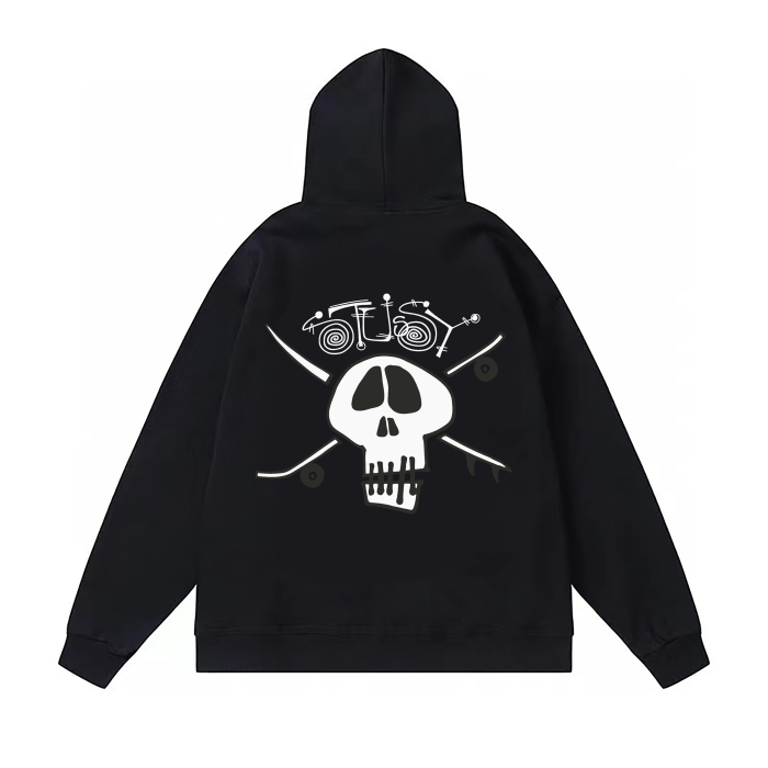 STUSSY SKULL PRINT HOODIE BLACK