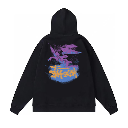 STUSSY PEGASUS PRINT HOODIE BLACK