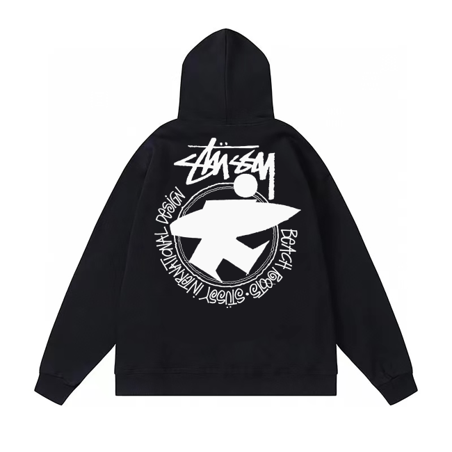 STUSSY SURF PRINT HOODIE BLACK