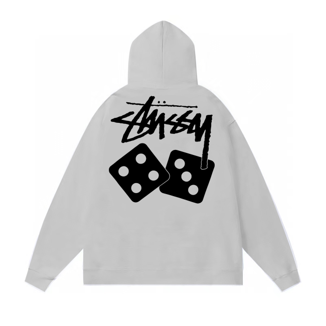 STUSSY DICE PRINT HOODIE GREY