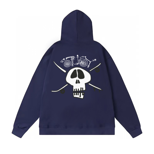 STUSSY SKULL PRINT HOODIE NAVY