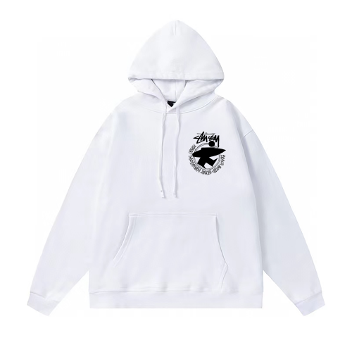 STUSSY SURF PRINT HOODIE WHITE
