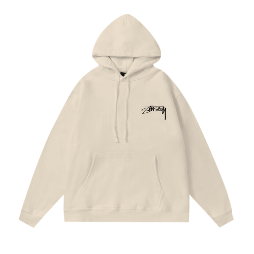 STUSSY BASIC LOGO HOODIE CREAM